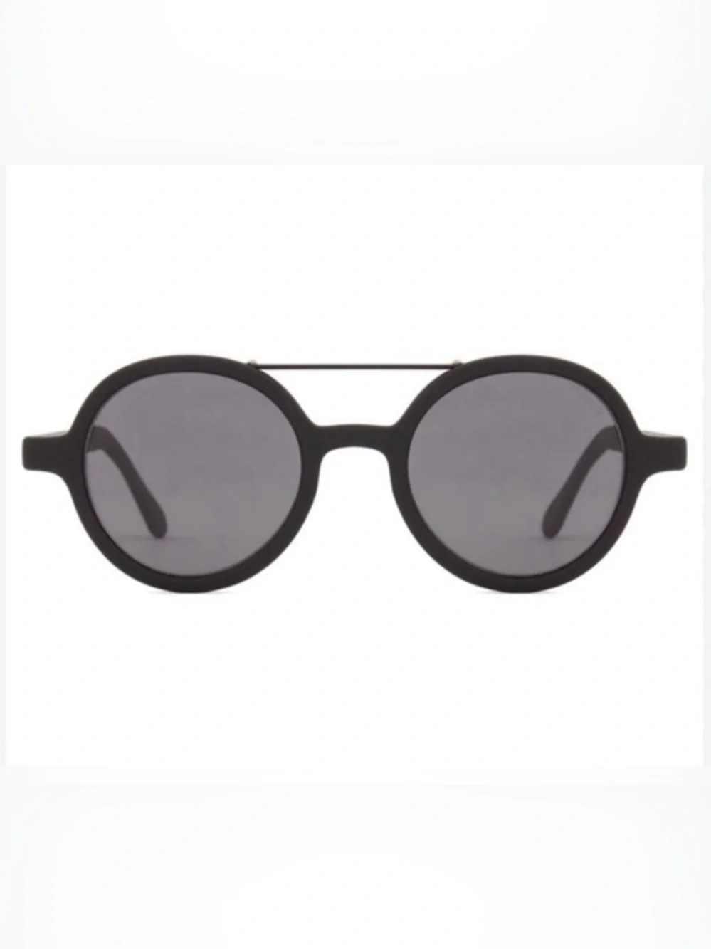 Komono New Vivien Glossy Black Sunglasses Round NWT